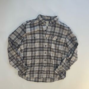 American Eagle Plaid Button Down Shirt L Athletic Fit Gray Tan Cotton